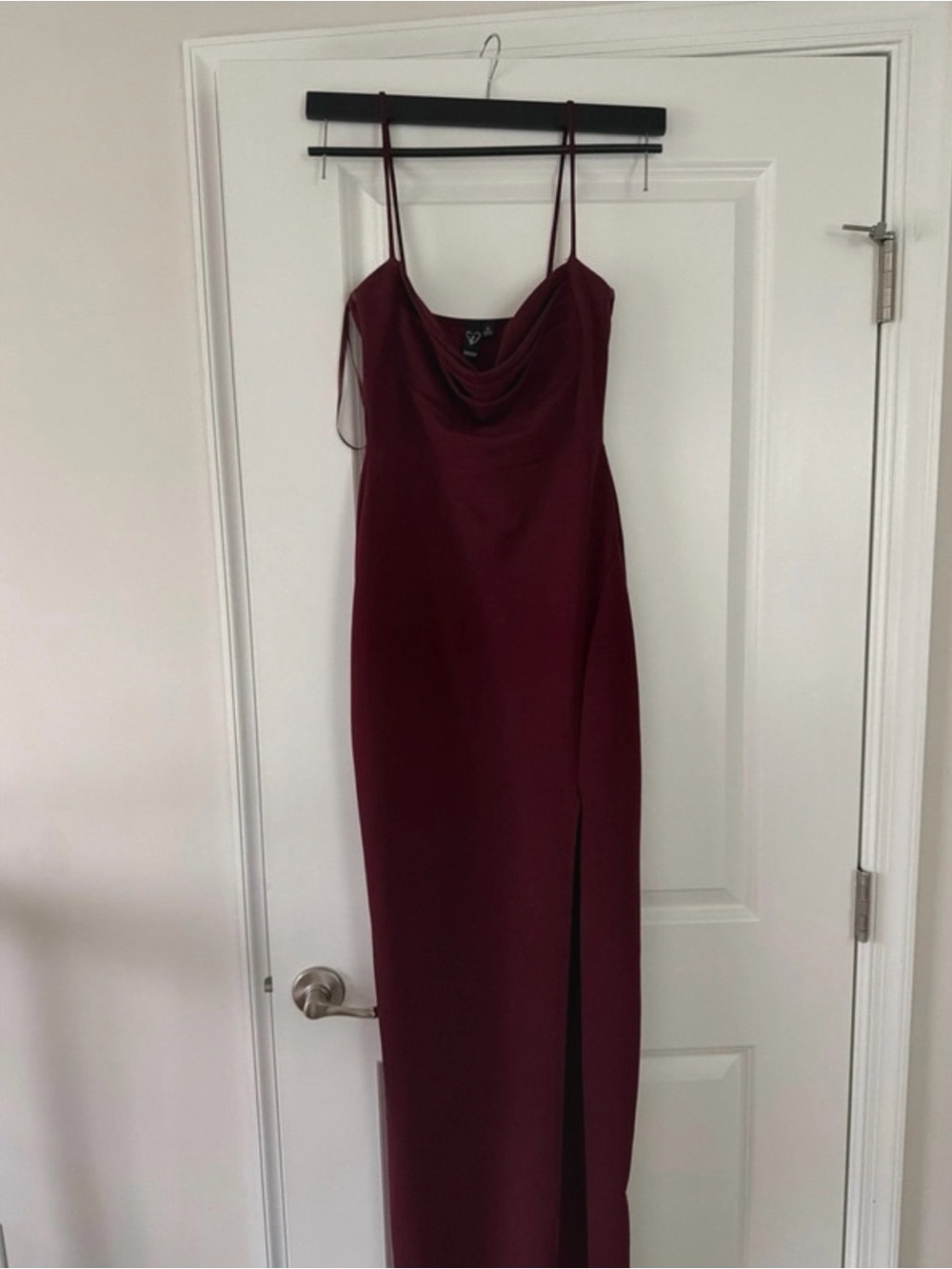 Windsor Burgundy Cowl Neck Maxi Dress with Side Slit
